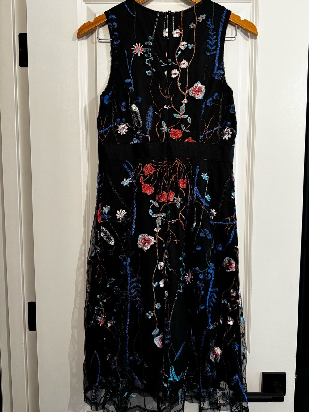 JJs House Black Midi Dress with Multicolor Floral Embroidery - Picture 3 of 5
